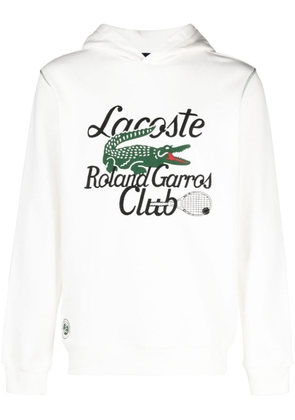 Lacoste logo-embroidery cotton hoodie - White
