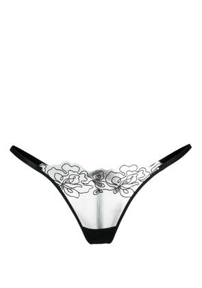 Agent Provocateur Juni floral-embroidered tulle thong - Black