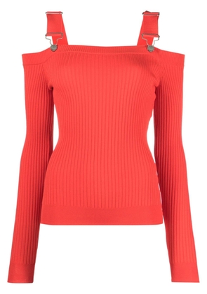 MOSCHINO JEANS off-shoulder ribbed top - Red