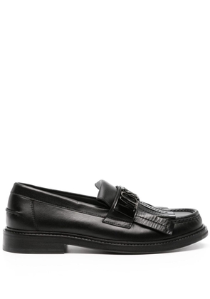 Moschino logo-plaque fringed leather loafers - Black