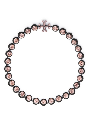 Tory Burch logo-pendant crystal choker necklace - Black