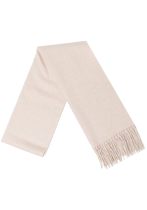 N.Peal frayed-edge cashmere scarf - White
