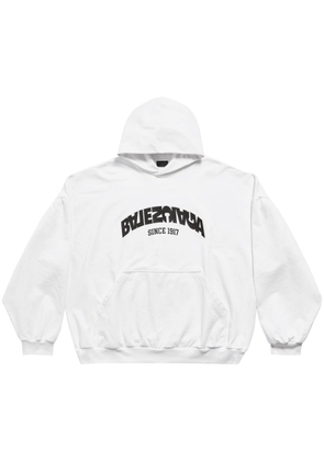 Balenciaga Back Flip-print cotton hoodie - White