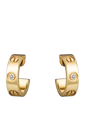 Cartier Yellow Gold And Diamond Love Hoop Earrings
