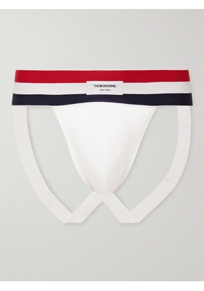 Thom Browne - Logo-Appliqued Stretch-Knit Jockstrap - Men - White - 0