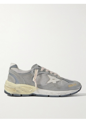 Golden Goose - Dad-Star Distressed Leather-Trimmed Suede and Mesh Sneakers - Men - Gray - EU 39