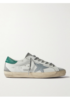 Golden Goose - Super-Star Distressed Suede-Trimmed Leather Sneakers - Men - White - EU 39