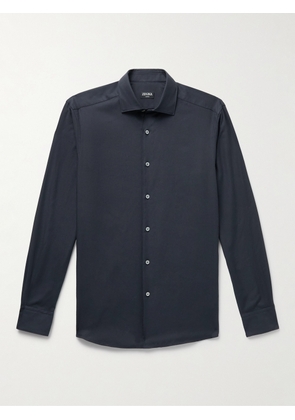 Zegna - Cotton and Cashmere-Blend Twill Shirt - Men - Blue - S