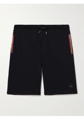 Paul Smith - Straight-Leg Grosgrain-Trimmed Cotton-Jersey Drawstring Shorts - Men - Black - S