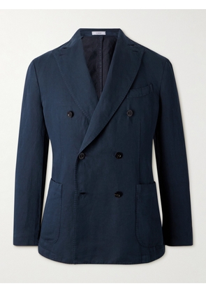 Boglioli - K-Jacket Double-Breasted Cotton and Linen-Blend Twill Blazer - Men - Blue - IT 46