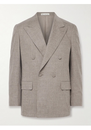 UMIT BENAN B - Double-Breasted Wool-Blend Suit Jacket - Men - Neutrals - IT 46