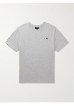 A.P.C. - Wave Logo-Print Cotton-Jersey T-Shirt - Men - Gray - XS