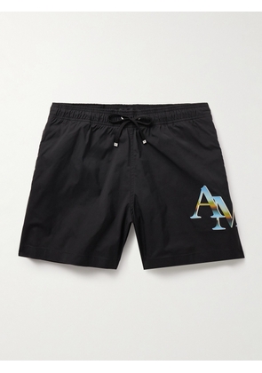 AMIRI - Straight-Leg Mid-Length Logo-Print Swim Shorts - Men - Black - IT 44