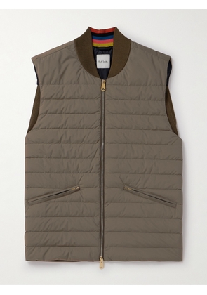Paul Smith - Cotton-Panelled Quilted Shell Down Gilet - Men - Brown - S