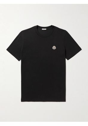 Moncler - Three-Pack Logo-Appliquéd Cotton-Jersey T-Shirts - Men - Black - S