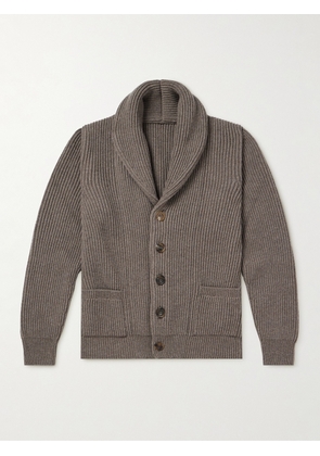 Anderson & Sheppard - Shawl-Collar Ribbed Wool and Cashmere-Blend Cardigan - Men - Neutrals - XS