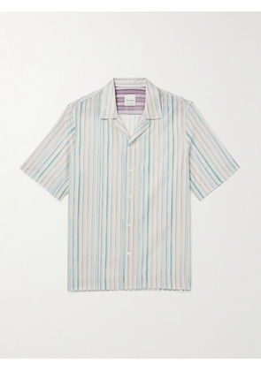 Paul Smith - Convertible-Collar Striped Cotton-Poplin Shirt - Men - Blue - S