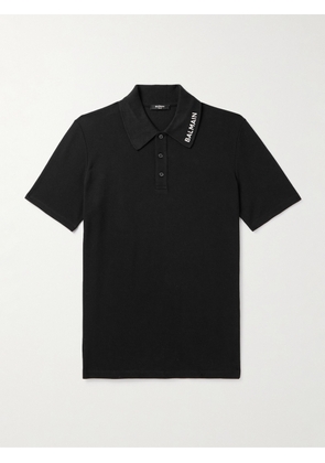 Balmain - Logo-Embroidered Cotton-Piqué Polo Shirt - Men - Black - XS