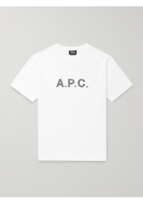 A.P.C. - James Logo-Flocked Cotton-Jersey T-Shirt - Men - White - XS