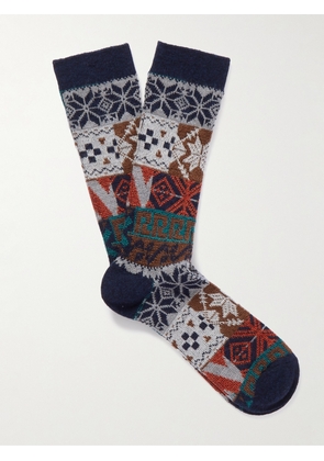 Anonymous Ism - Metallic Jacquard-Knit Socks - Men - Blue - M