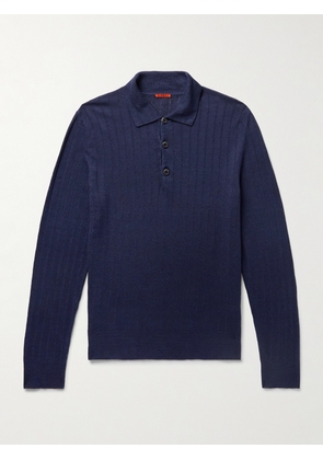 Barena - Pevaron Ribbed Linen and Cotton-Blend Polo Shirt - Men - Blue - S
