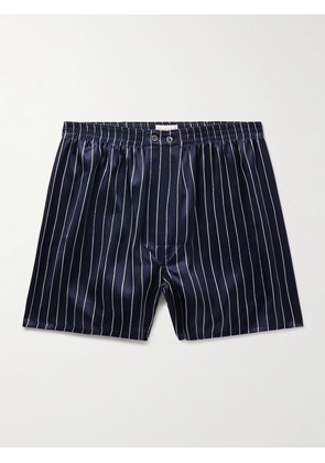 Derek Rose - Brindisi 102 Striped Silk-Satin Boxer Shorts - Men - Blue - S