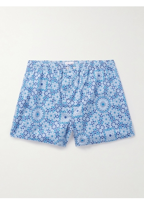 Derek Rose - Ledbury 69 Printed Cotton-Poplin Boxer Shorts - Men - Blue - S