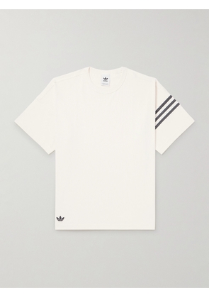 adidas Originals - Neuclassic Logo-Embroidered Satin-Trimmed Cotton-Jersey T-Shirt - Men - Neutrals - XS