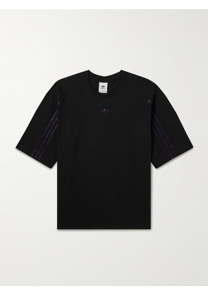 adidas Originals - Logo-Embroidered Striped Cotton-Jersey T-Shirt - Men - Black - XS