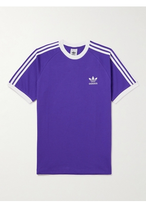 adidas Originals - Striped Logo-Embroidered Cotton-Jersey T-Shirt - Men - Purple - XS