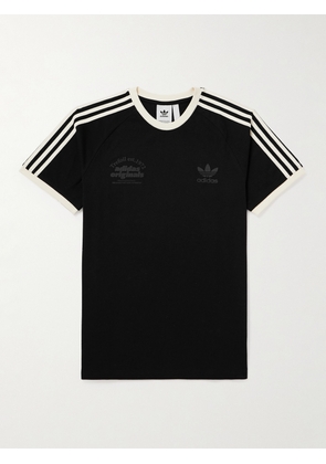 adidas Originals - Logo-Flocked Striped Cotton-Jersey T-Shirt - Men - Black - XS