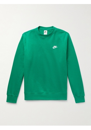 Nike - Sportswear Club Logo-Embroidered Cotton-Blend Jersey Sweatshirt - Men - Green - XS