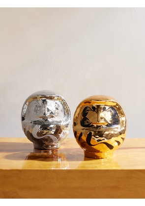 Japan Best - Painted Gold and Silver-Tone Papier-Mâché Daruma Set - Men - Gold