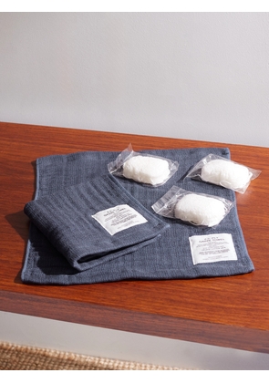 Japan Best - Konjac Sponge and Organic-Cotton Gauze Towel Set - Men - Blue