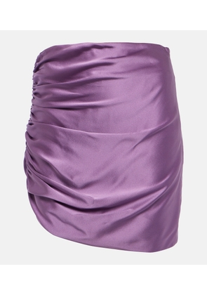 The Sei Mid-rise Flared Satin Skirt in Blue