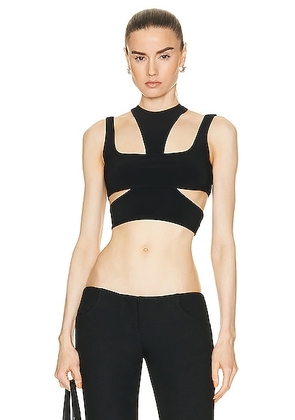 LaQuan Smith Ribbed Knit Bra Top in Cherry