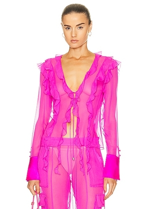 retrofete Aviva Silk Blouse in Neon Pink - Pink. Size XS (also in ).