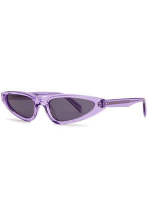 Celine Narrow Cat-eye Sunglasses, Sunglasses, Purple, Transparent - Pink