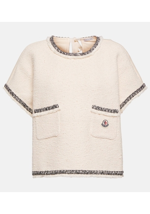 Moncler Embroidered knitted cotton-blend top