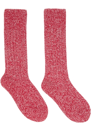 The Elder Statesman Red & White Marled Socks