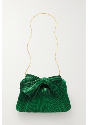 Loeffler Randall - Rayne Bow-embellished Plissé-lamé Clutch - Green - One size