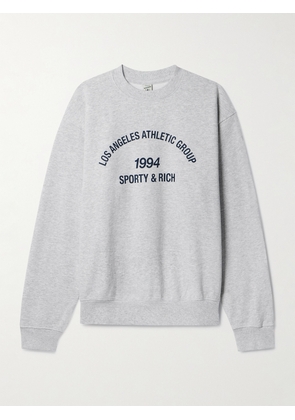 Sporty & Rich - Printed Cotton-blend Jersey Sweatshirt - Gray - x small,small,medium,large,x large