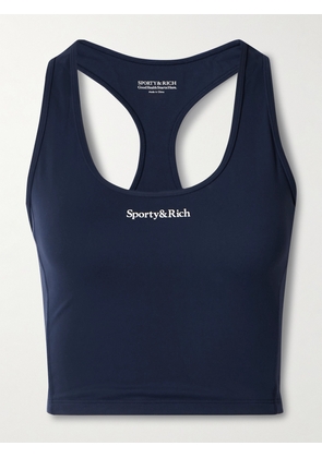 Sporty & Rich - Cropped Printed Stretch-jersey Tank - Blue - x small,small,medium,large,x large