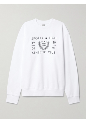 Sporty & Rich - Printed Cotton-jersey Sweatshirt - White - x small,small,medium,large,x large
