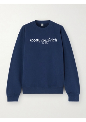 Sporty & Rich - Printed Cotton-jersey Sweatshirt - Blue - x small,small,medium,large,x large