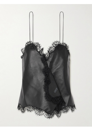 Off-White - Lace-trimmed Leather Camisole - Black - IT40,IT42