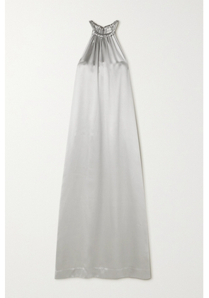 LOULOU STUDIO - Morene Metallic Silk-blend Charmeuse Midi Dress - Silver - x small,small,medium,large,x large