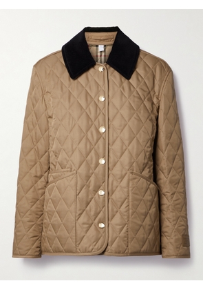 Burberry - Corduroy-trimmed Quilted Shell Jacket - Brown - xx small,x small,small,medium,large,x large