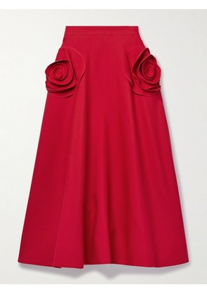 Valentino Garavani - Appliquéd Wool And Silk-blend Crepe Midi Skirt - Red - IT36,IT38,IT40,IT42,IT44,IT46,IT48