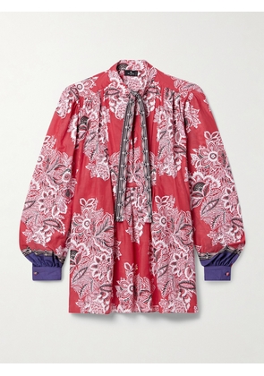 Etro - Pintucked Floral-print Cotton And Silk-blend Voile Blouse - Pink - IT36,IT38,IT40,IT42,IT44,IT46,IT48,IT50